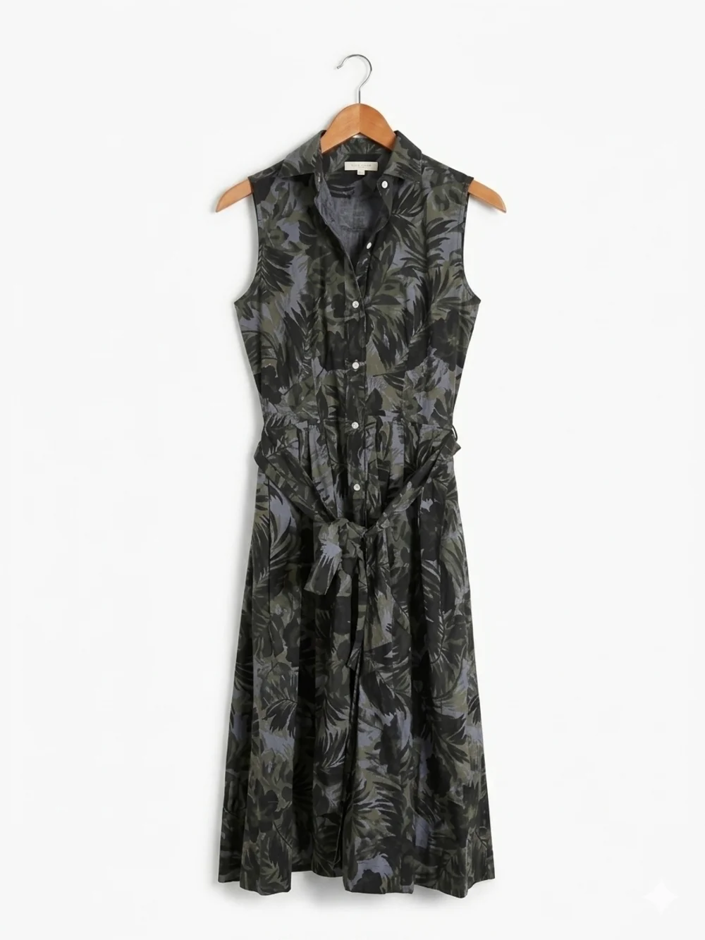 ANN MASHBURN Olive and Black Sleeveless Button-Front Midi Dress Size S - Picture 1 of 8